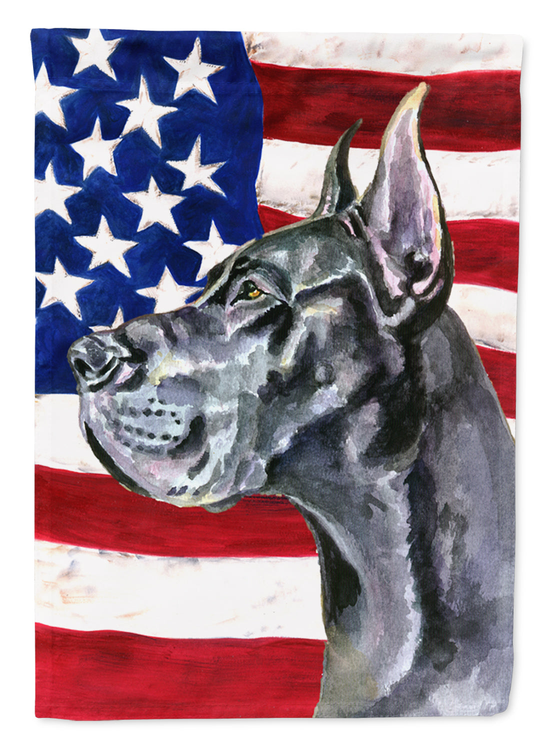 Black Great Dane USA Patriotic American Flag Flag Canvas House Size LH9543CHF  the-store.com.
