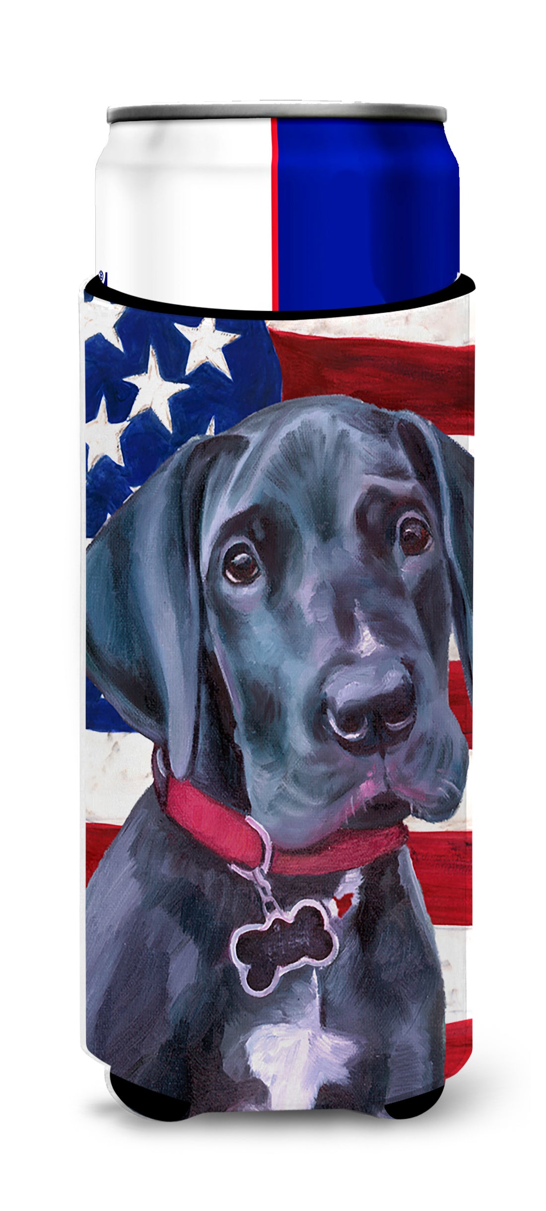 Black Great Dane Puppy USA Patriotic American Flag Ultra Beverage Insulators for slim cans LH9544MUK  the-store.com.