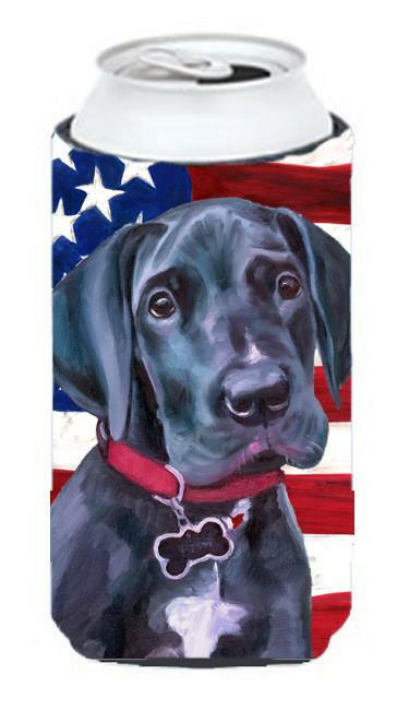 Black Great Dane Puppy USA Patriotic American Flag Tall Boy Beverage Insulator Hugger LH9544TBC by Caroline&#39;s Treasures