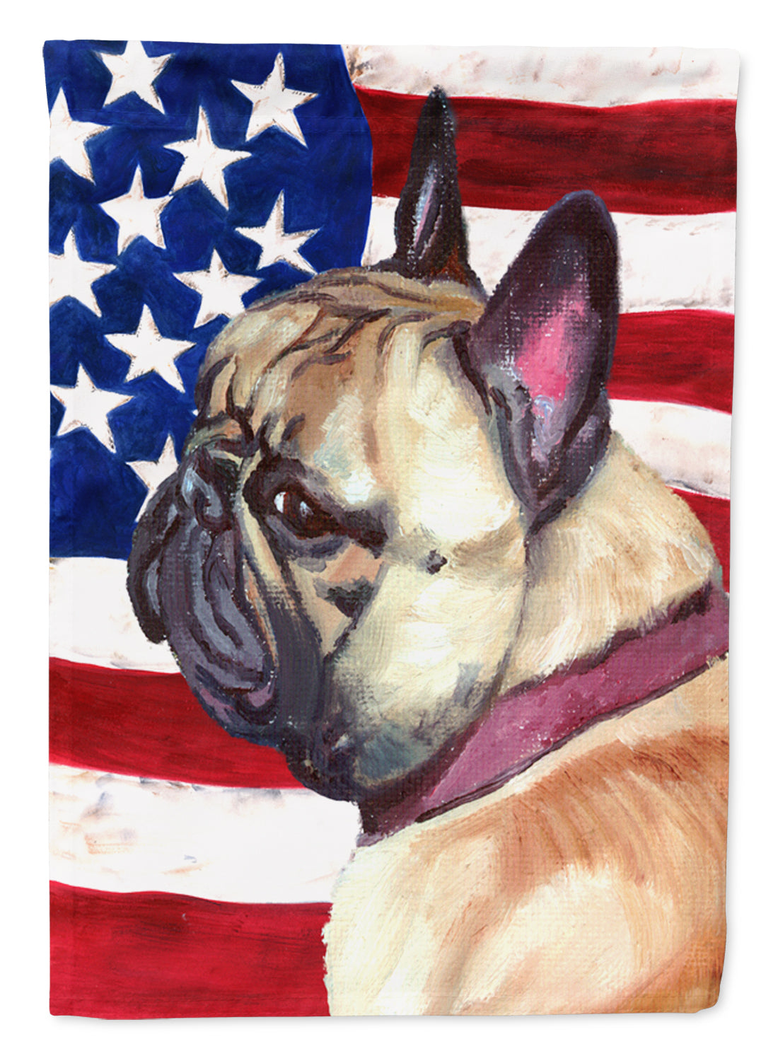 French Bulldog Frenchie USA Patriotic American Flag Flag Canvas House Size LH9545CHF  the-store.com.