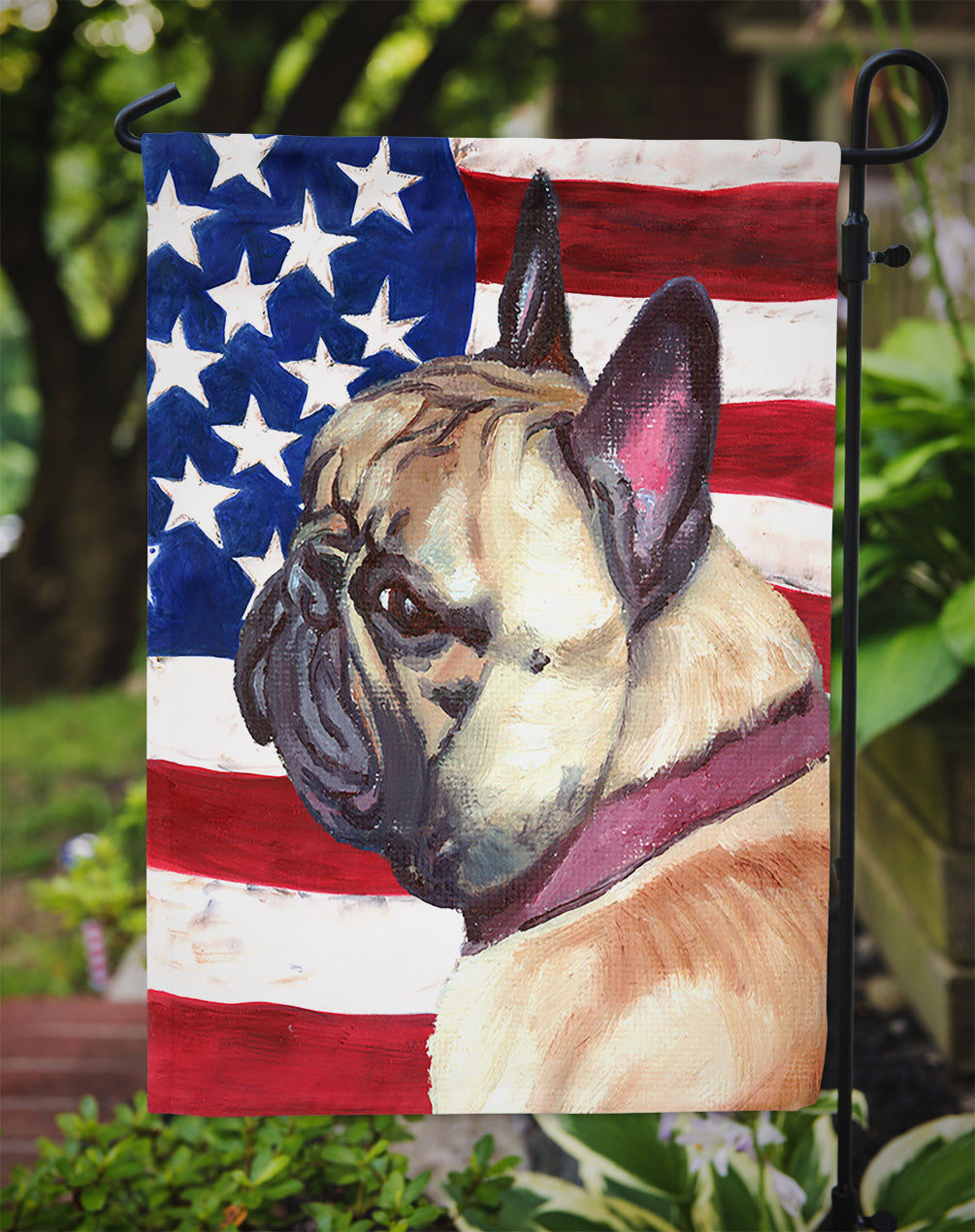French Bulldog Frenchie USA Patriotic American Flag Flag Garden Size  the-store.com.