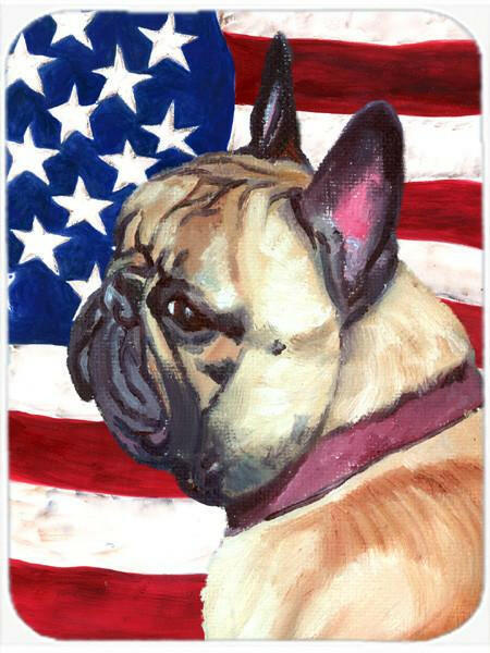 French Bulldog Frenchie USA Patriotic American Flag Glass Cutting Board Large LH9545LCB by Caroline&#39;s Treasures