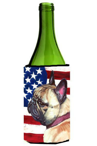 French Bulldog Frenchie USA Patriotic American Flag Wine Bottle Beverage Insulator Hugger LH9545LITERK by Caroline&#39;s Treasures