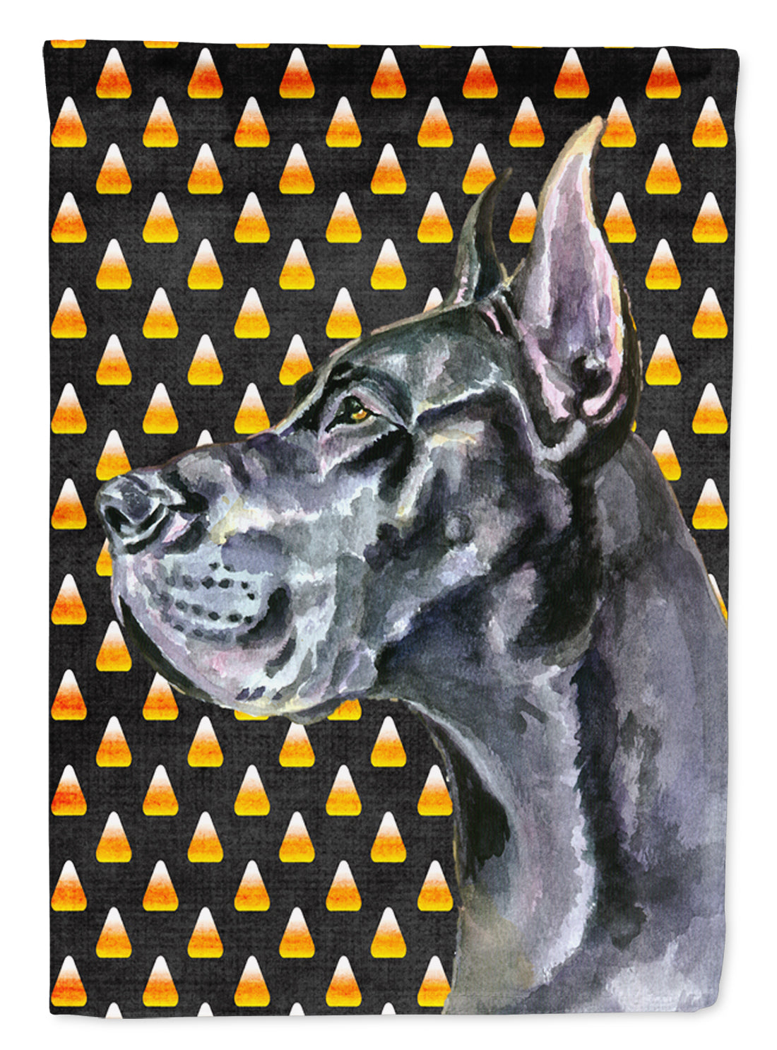 Black Great Dane Candy Corn Halloween Flag Canvas House Size LH9550CHF  the-store.com.