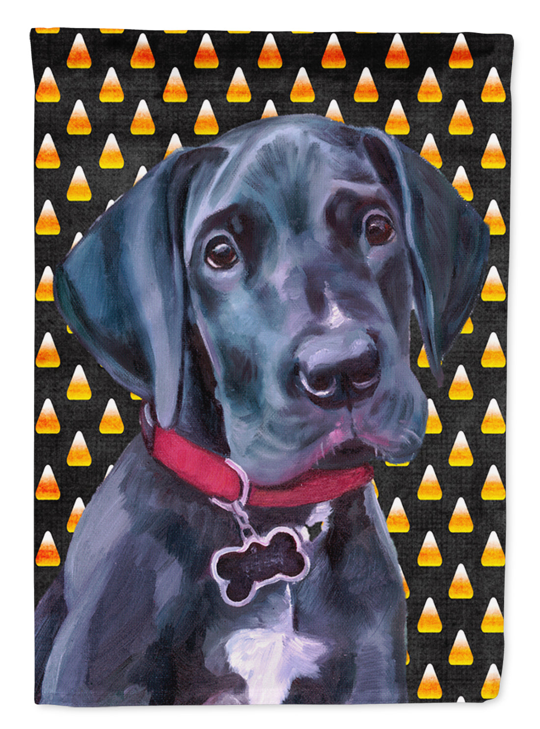 Black Great Dane Puppy Candy Corn Halloween Flag Canvas House Size LH9551CHF