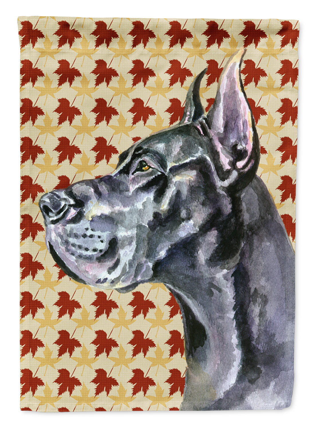 Black Great Dane Fall Leaves Flag Canvas House Size LH9557CHF