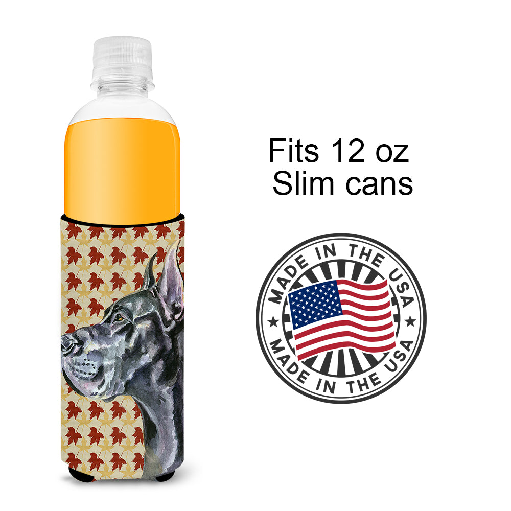 Black Great Dane Fall Leaves Ultra Beverage Insulators for slim cans LH9557MUK