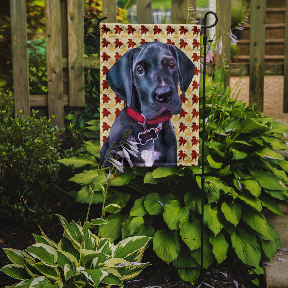 Black Great Dane Puppy Fall Leaves Flag Garden Size LH9558GF  the-store.com.