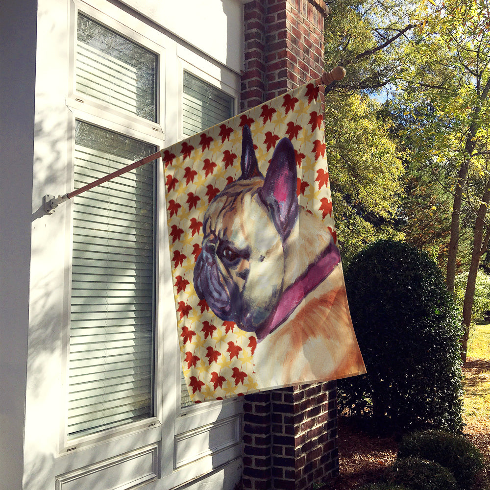 French Bulldog Frenchie Fall Leaves Flag Canvas House Size LH9559CHF  the-store.com.