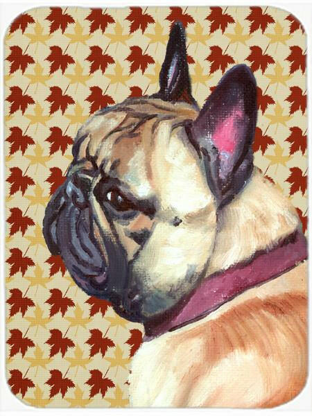 French Bulldog Frenchie Fall Leaves Glass Cutting Board Large LH9559LCB by Caroline&#39;s Treasures