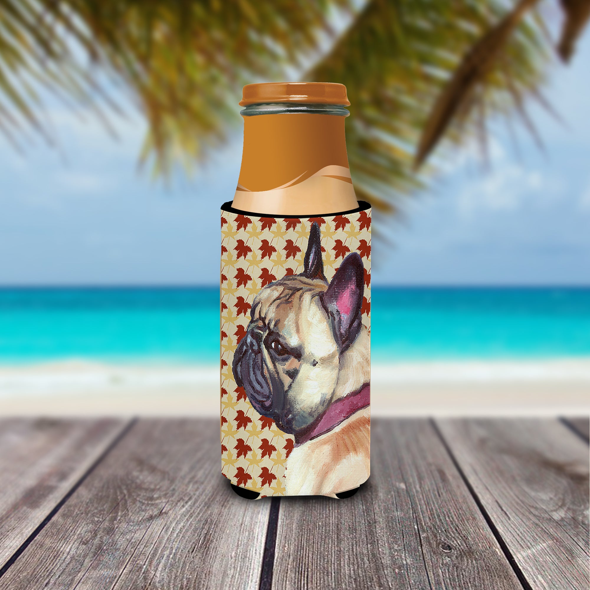 French Bulldog Frenchie Fall Leaves Ultra Beverage Insulators for slim cans LH9559MUK  the-store.com.