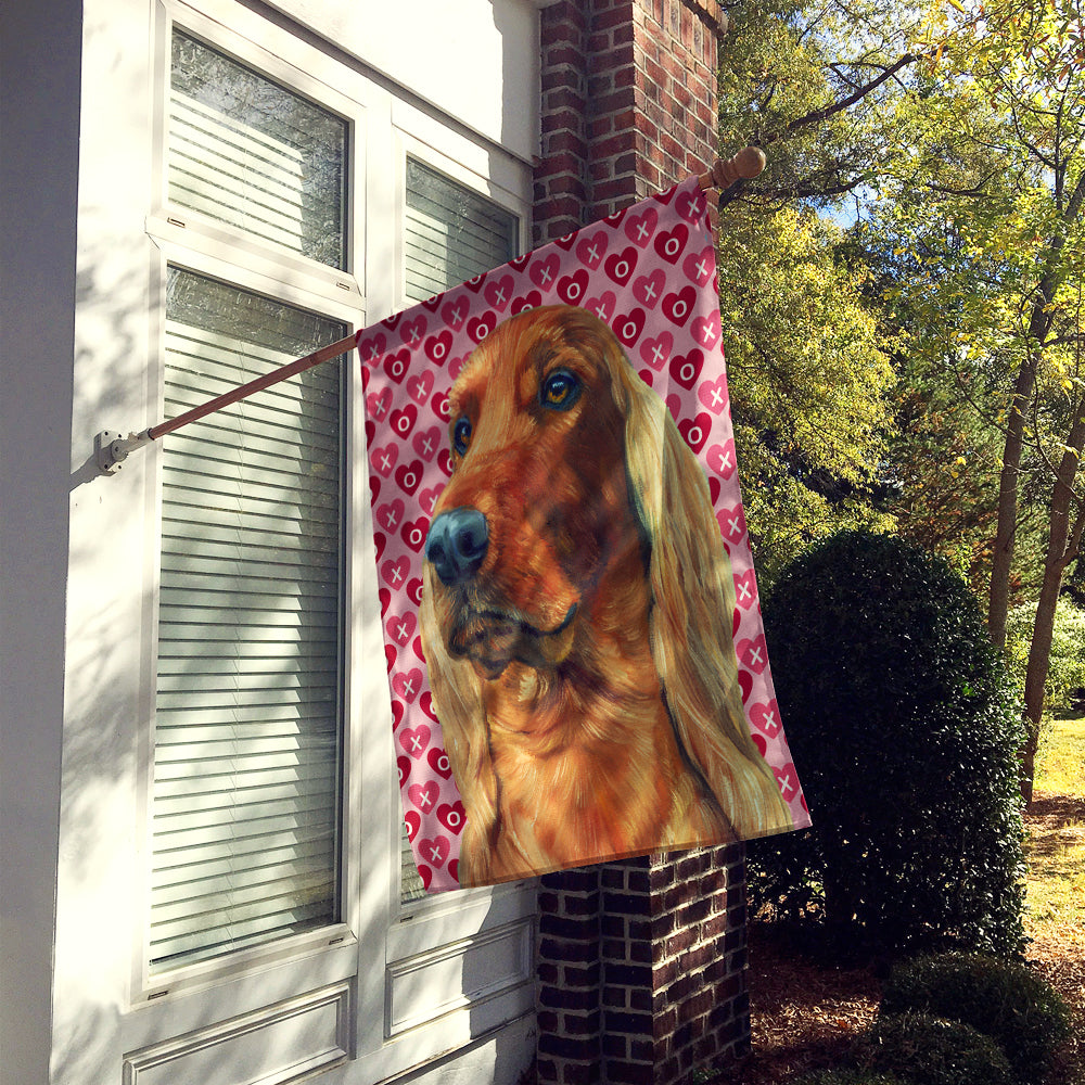 Irish Setter Hearts Love and Valentine's Day Flag Canvas House Size LH9562CHF  the-store.com.