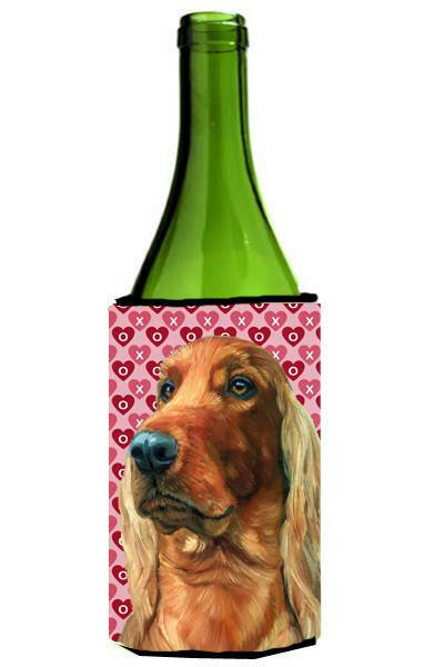 Irish Setter Hearts Love and Valentine&#39;s Day Wine Bottle Beverage Insulator Hugger LH9562LITERK by Caroline&#39;s Treasures