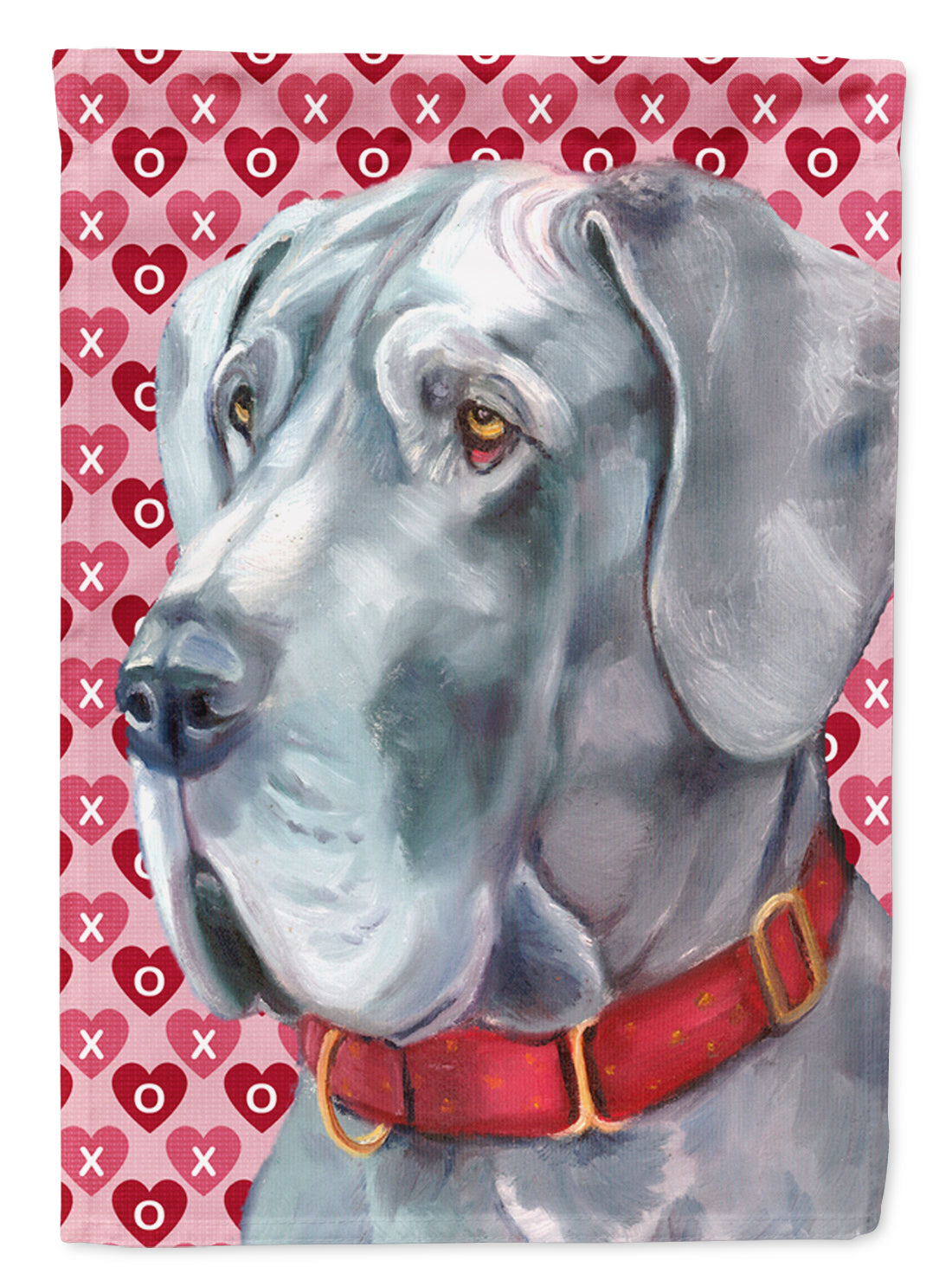Great Dane Hearts Love and Valentine&#39;s Day Flag Canvas House Size LH9563CHF  the-store.com.