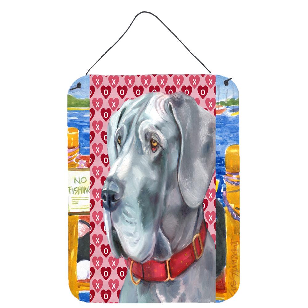 Great Dane Hearts Love and Valentine&#39;s Day Wall or Door Hanging Prints LH9563DS1216 by Caroline&#39;s Treasures