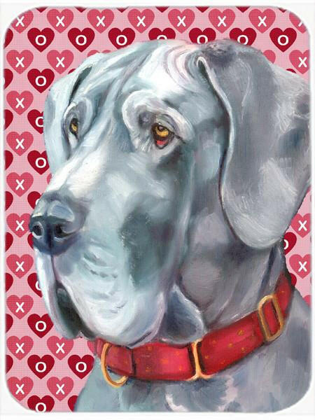 Great Dane Hearts Love and Valentine&#39;s Day Glass Cutting Board Large LH9563LCB by Caroline&#39;s Treasures