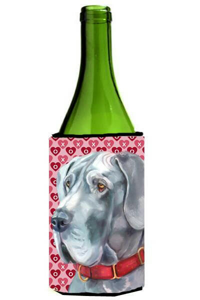 Great Dane Hearts Love and Valentine&#39;s Day Wine Bottle Beverage Insulator Hugger LH9563LITERK by Caroline&#39;s Treasures