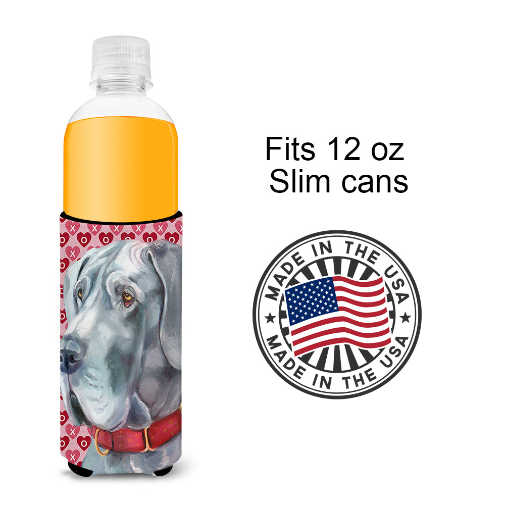 Great Dane Hearts Love and Valentine's Day Ultra Beverage Insulators for slim cans LH9563MUK