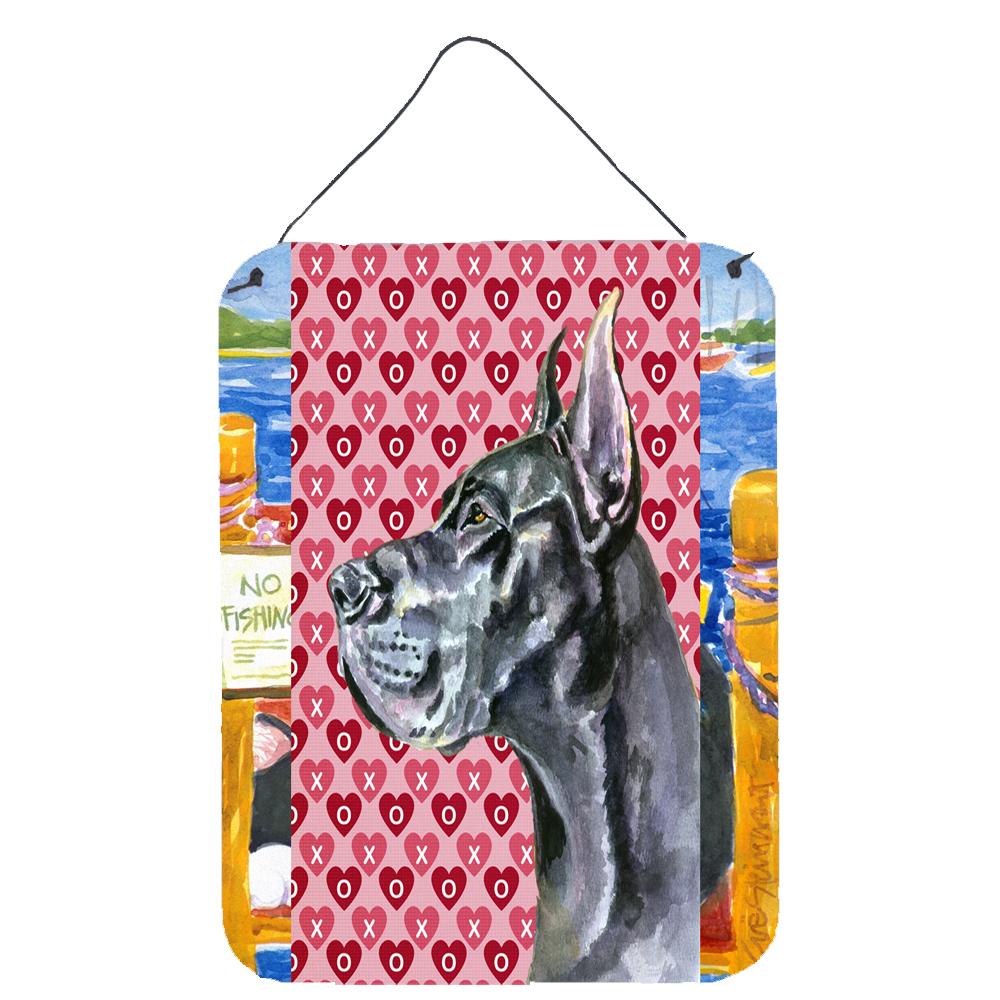 Black Great Dane Hearts Love and Valentine&#39;s Day Wall or Door Hanging Prints LH9564DS1216 by Caroline&#39;s Treasures