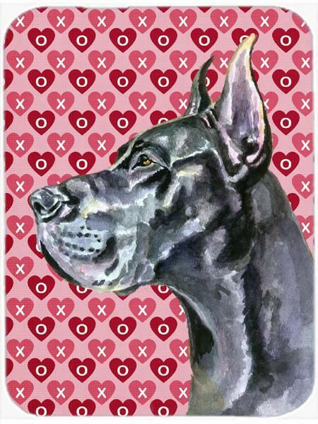 Black Great Dane Hearts Love and Valentine&#39;s Day Glass Cutting Board Large LH9564LCB by Caroline&#39;s Treasures