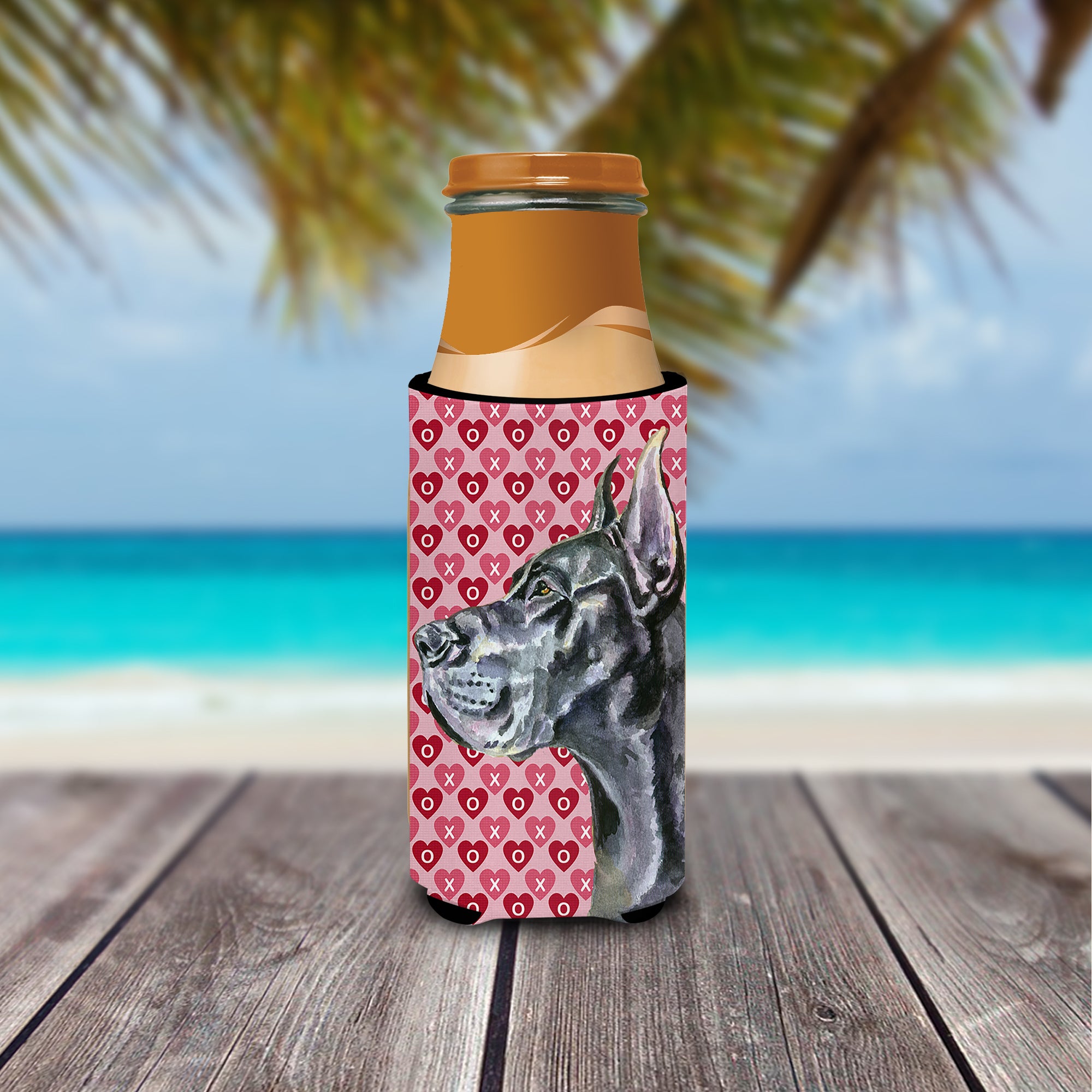 Black Great Dane Hearts Love and Valentine's Day Ultra Beverage Insulators for slim cans LH9564MUK  the-store.com.