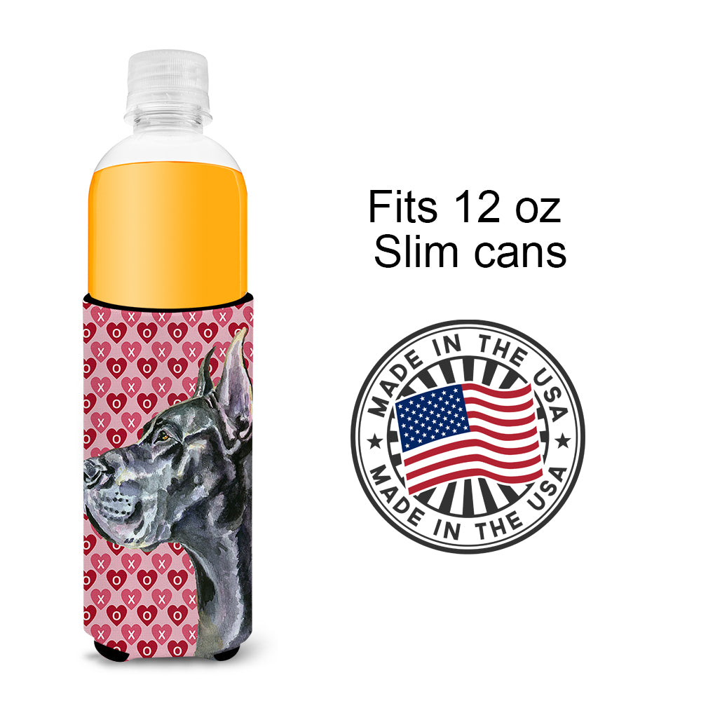 Black Great Dane Hearts Love and Valentine's Day Ultra Beverage Insulators for slim cans LH9564MUK  the-store.com.
