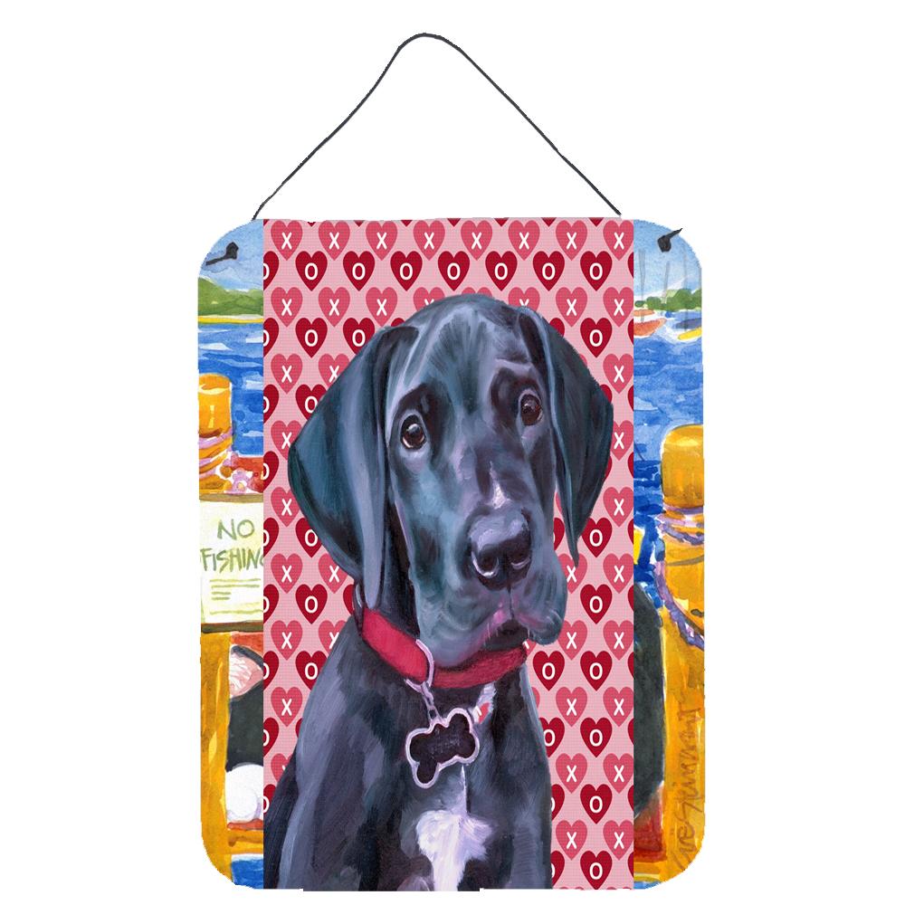 Black Great Dane Puppy Hearts Love and Valentine&#39;s Day Wall or Door Hanging Prints LH9565DS1216 by Caroline&#39;s Treasures