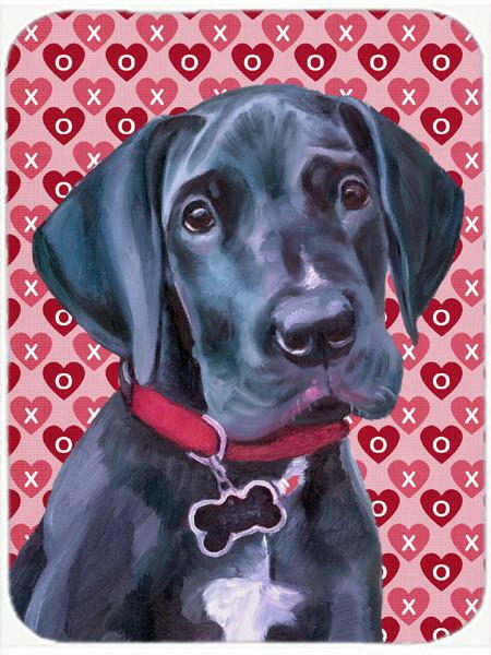 Black Great Dane Puppy Hearts Love and Valentine&#39;s Day Glass Cutting Board Large LH9565LCB by Caroline&#39;s Treasures