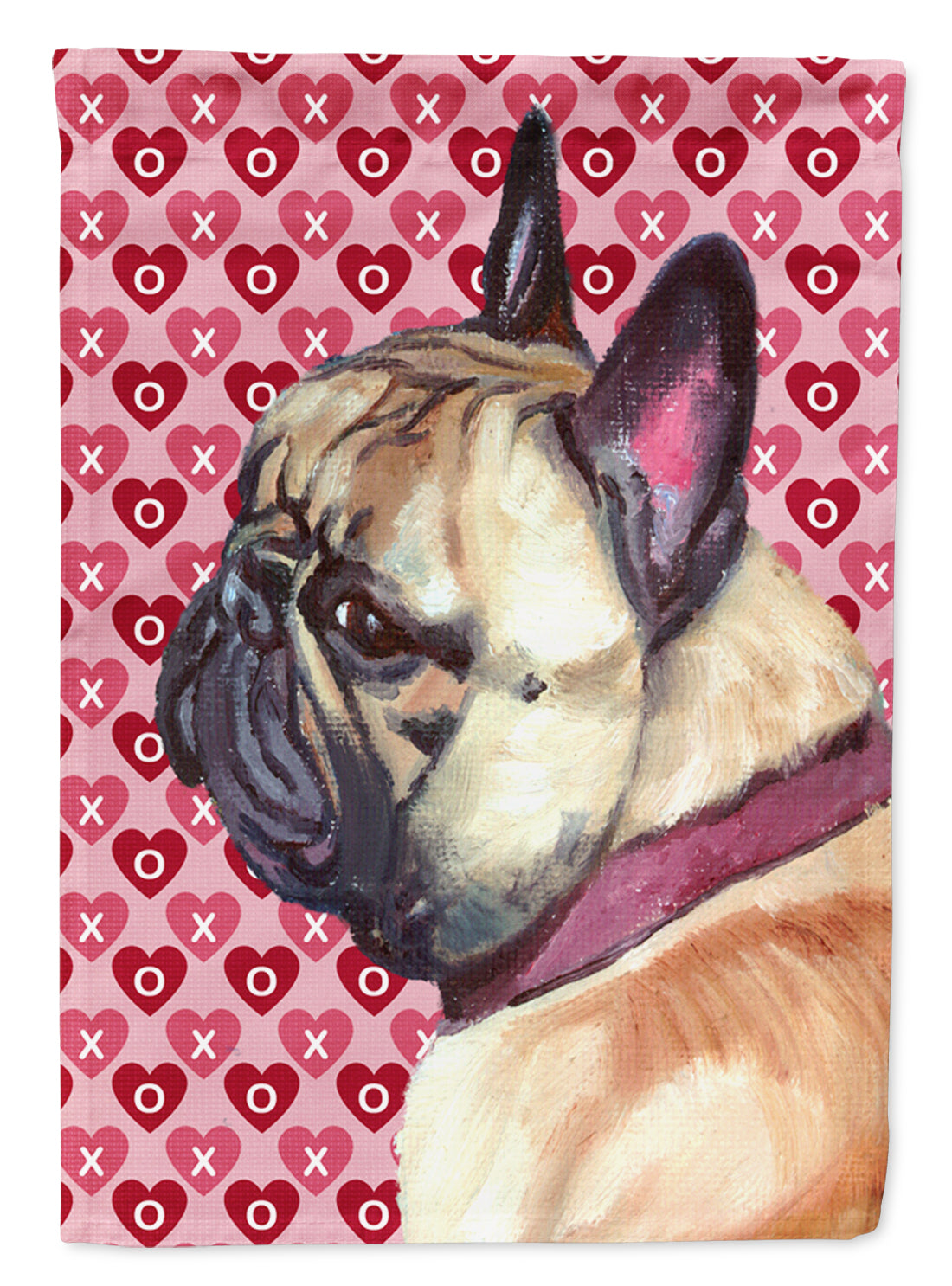 French Bulldog Frenchie Hearts Love and Valentine&#39;s Day Flag Canvas House Size LH9566CHF