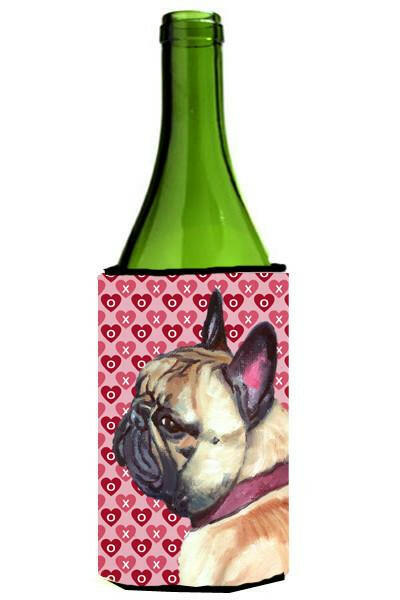 French Bulldog Frenchie Hearts Love and Valentine&#39;s Day Wine Bottle Beverage Insulator Hugger LH9566LITERK by Caroline&#39;s Treasures