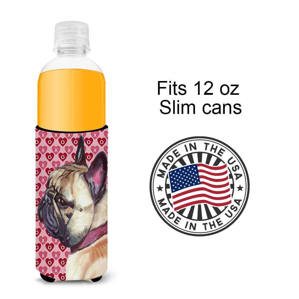 French Bulldog Frenchie Hearts Love and Valentine's Day Ultra Beverage Insulators for slim cans LH9566MUK  the-store.com.
