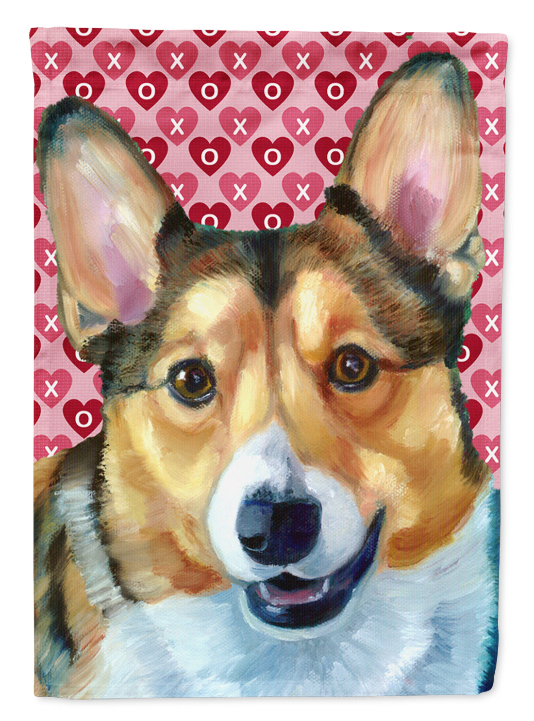 Corgi Hearts Love and Valentine&#39;s Day Flag Canvas House Size LH9567CHF