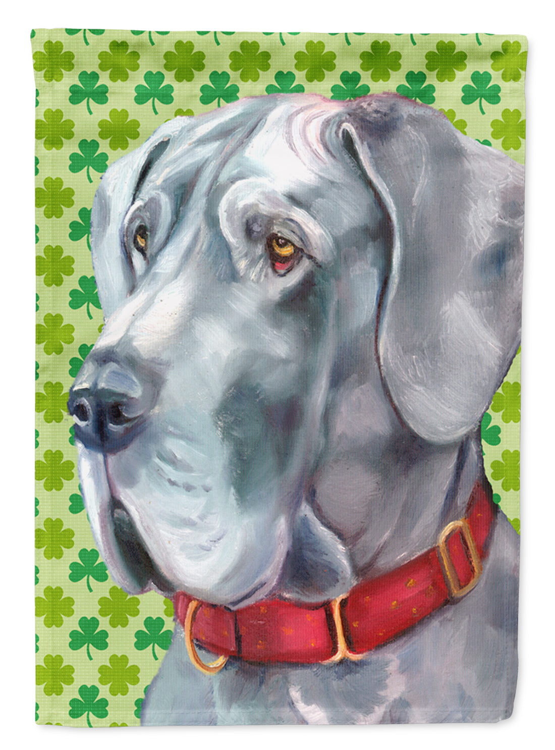Great Dane St. Patrick's Day Shamrock Flag Canvas House Size LH9570CHF  the-store.com.