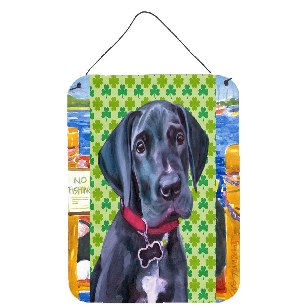 Black Great Dane Puppy St. Patrick&#39;s Day Shamrock Wall or Door Hanging Prints LH9572DS1216 by Caroline&#39;s Treasures