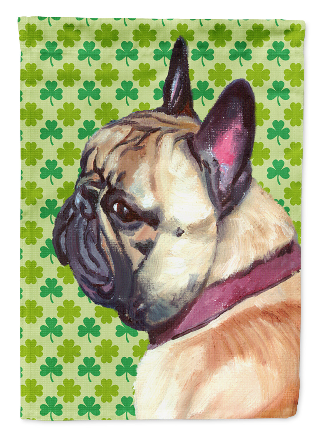 French Bulldog Frenchie St. Patrick&#39;s Day Shamrock Flag Canvas House Size LH9573CHF  the-store.com.