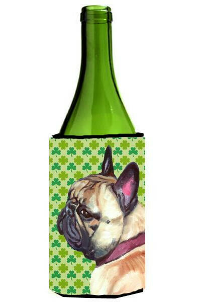 French Bulldog Frenchie St. Patrick&#39;s Day Shamrock Wine Bottle Beverage Insulator Hugger LH9573LITERK by Caroline&#39;s Treasures