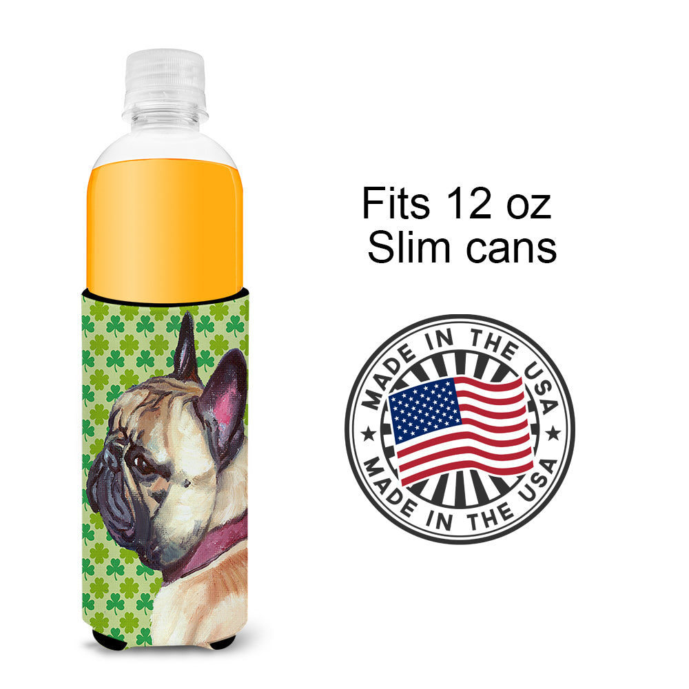 French Bulldog Frenchie St. Patrick's Day Shamrock Ultra Beverage Insulators for slim cans LH9573MUK  the-store.com.