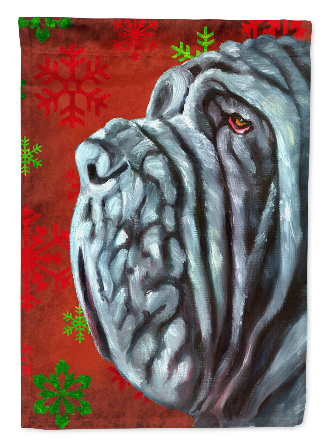 Neapolitan Mastiff Red Snowflakes Holiday Christmas Flag Canvas House Size LH9575CHF