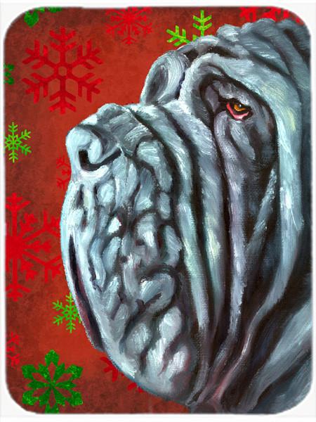 Neapolitan Mastiff Red Snowflakes Holiday Christmas Glass Cutting Board Large LH9575LCB by Caroline&#39;s Treasures