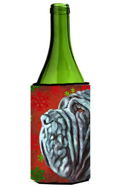 Neapolitan Mastiff Red Snowflakes Holiday Christmas Wine Bottle Beverage Insulator Hugger LH9575LITERK by Caroline&#39;s Treasures
