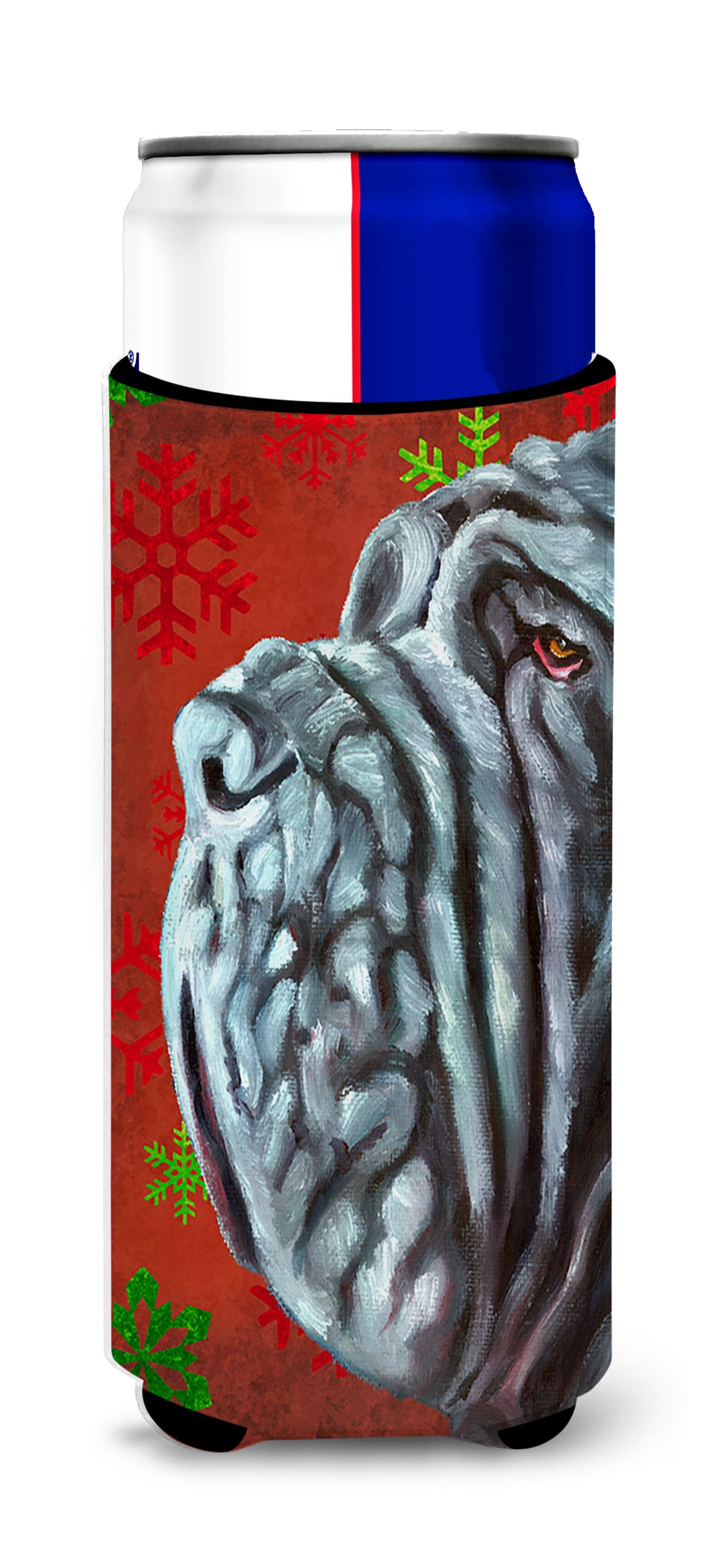 Neapolitan Mastiff Red Snowflakes Holiday Christmas Ultra Beverage Insulators for slim cans LH9575MUK
