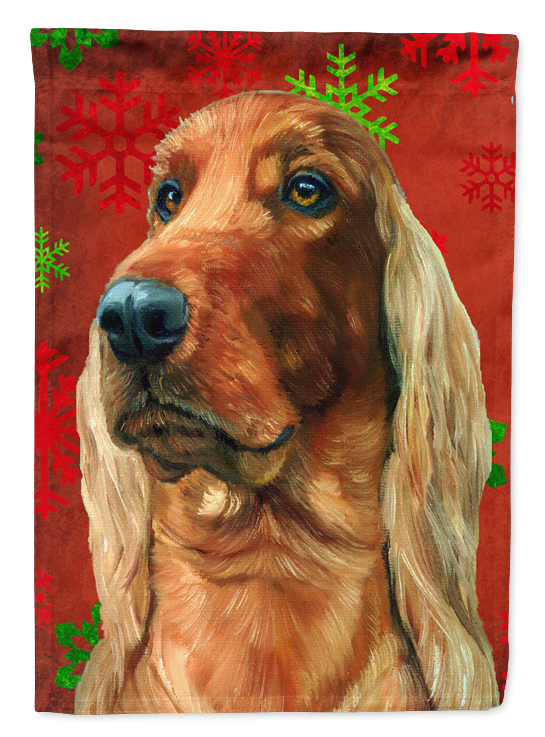 Irish Setter Red Snowflakes Holiday Christmas Flag Canvas House Size LH9576CHF  the-store.com.