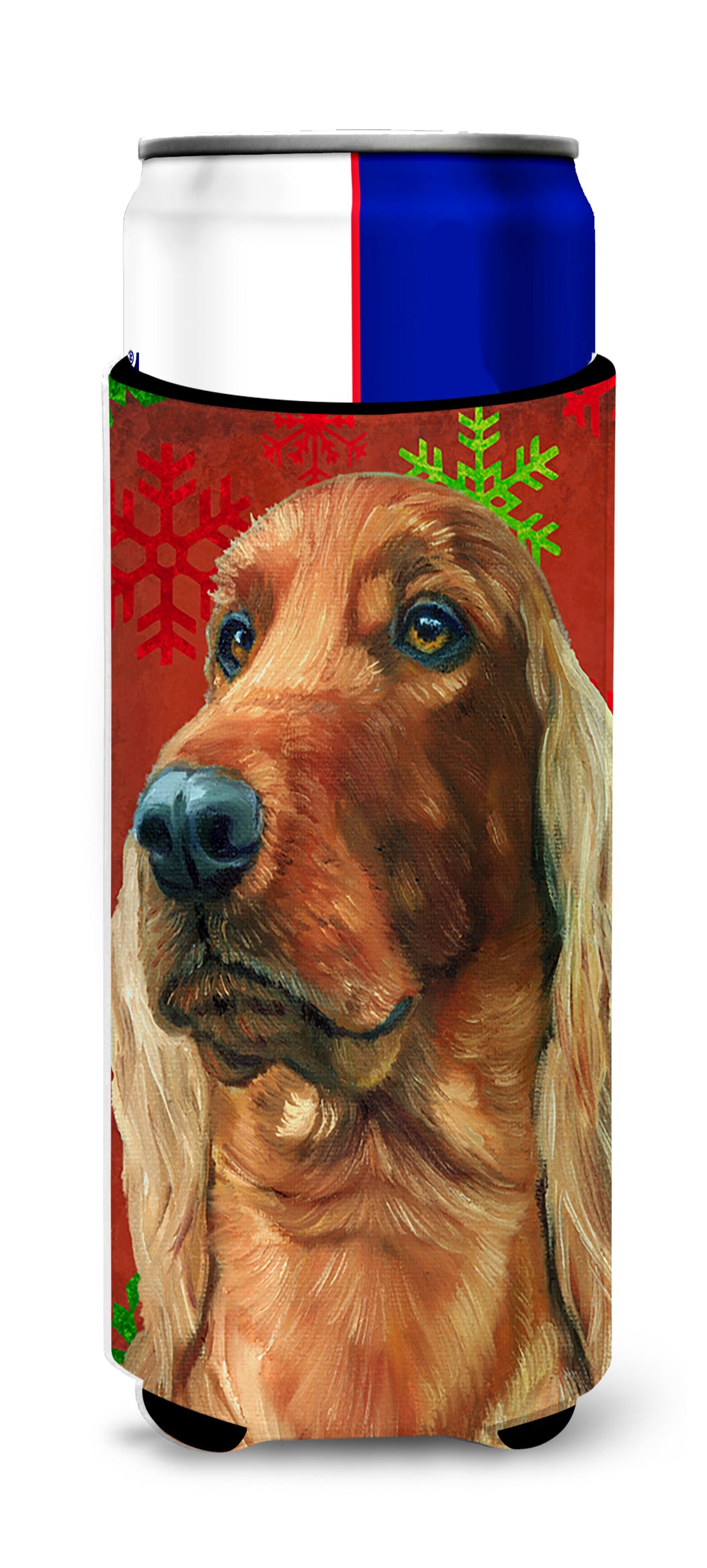 Irish Setter Red Snowflakes Holiday Christmas Ultra Beverage Insulators for slim cans LH9576MUK  the-store.com.