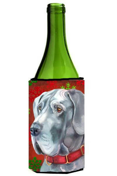 Great Dane Red Snowflakes Holiday Christmas Wine Bottle Beverage Insulator Hugger LH9577LITERK by Caroline&#39;s Treasures