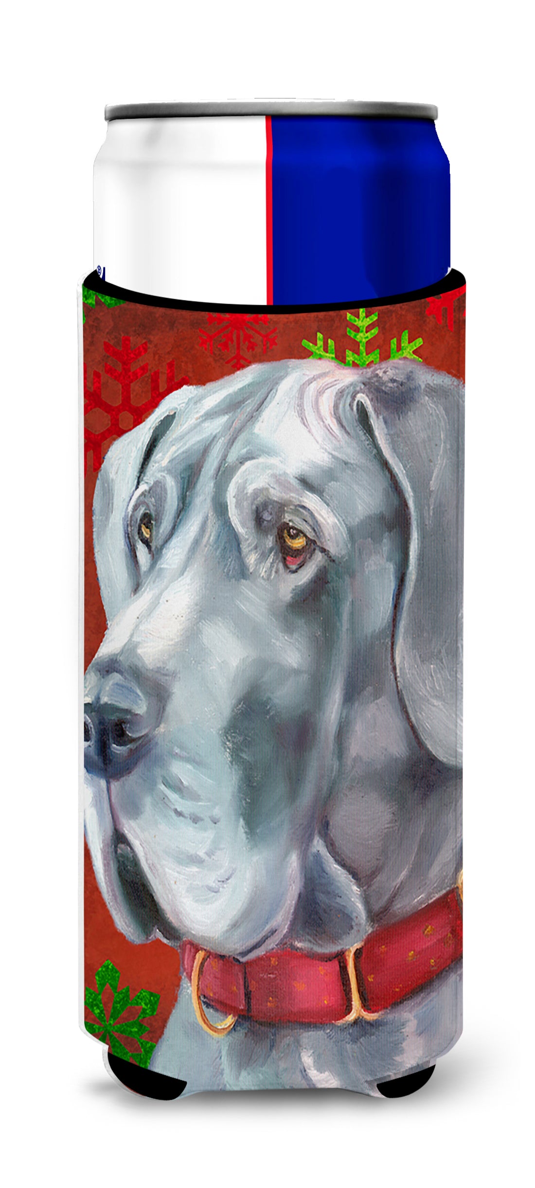 Great Dane Red Snowflakes Holiday Christmas Ultra Beverage Insulators for slim cans LH9577MUK  the-store.com.