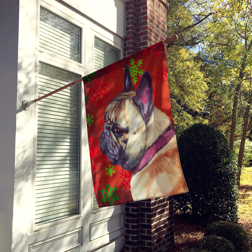 French Bulldog Frenchie Red Snowflakes Holiday Christmas Flag Canvas House Size LH9580CHF