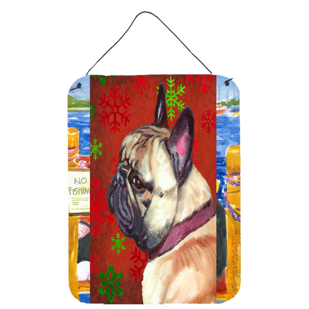 French Bulldog Frenchie Red Snowflakes Holiday Christmas Wall or Door Hanging Prints LH9580DS1216 by Caroline&#39;s Treasures