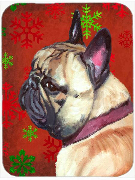 French Bulldog Frenchie Red Snowflakes Holiday Christmas Glass Cutting Board Large LH9580LCB by Caroline&#39;s Treasures