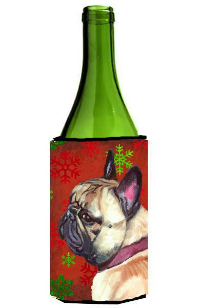French Bulldog Frenchie Red Snowflakes Holiday Christmas Wine Bottle Beverage Insulator Hugger LH9580LITERK by Caroline&#39;s Treasures