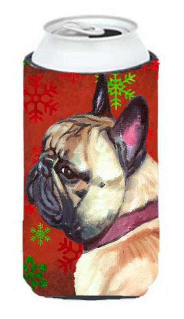 French Bulldog Frenchie Red Snowflakes Holiday Christmas Tall Boy Beverage Insulator Hugger LH9580TBC by Caroline&#39;s Treasures